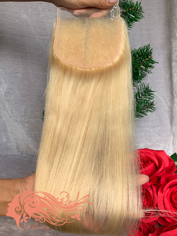 Csqueen 9A Straight hair 5*5 Closure #613 Blonde color Free Part 100% Unprocessed Hair